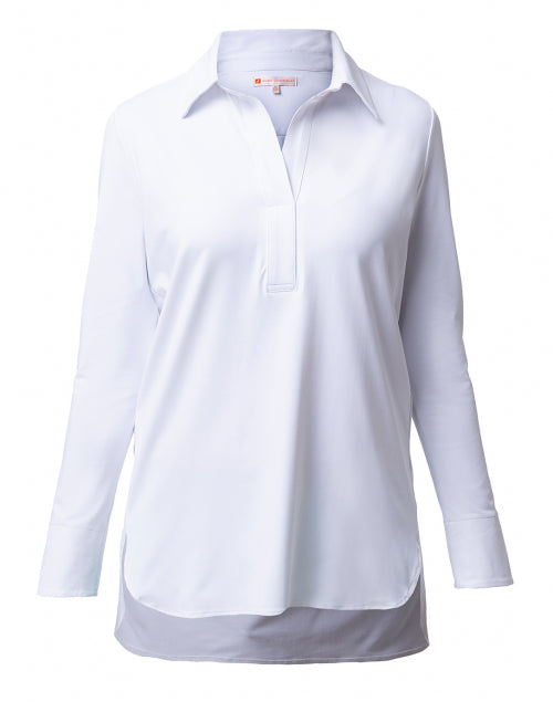 Stylish Jude Connally's Crisp White Hadley Henley Tunic Top