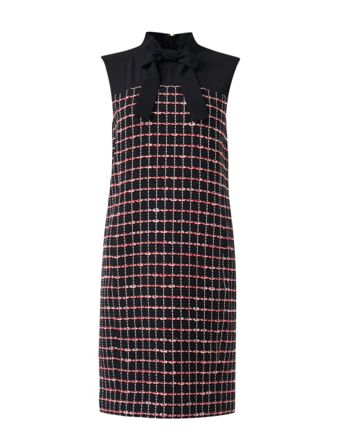 Stylish Black Multi - Patterned Tweed Women's Shift Dress