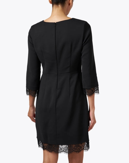 Stylish Black Dress with Elegant Lace Hem and Three - Quarter Sleeves