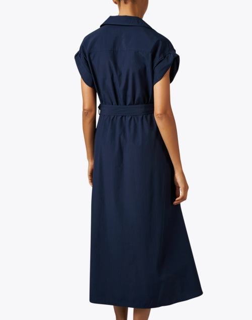 Navy Fia Lightweight Cotton Blend Shirt Dress for Feminine Sophistication