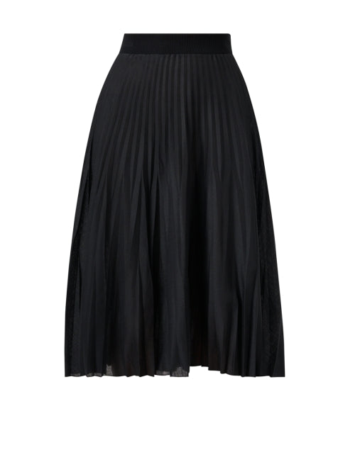 Stylish Black Merino Wool Plisse Midi Skirt for Seasonal Styling