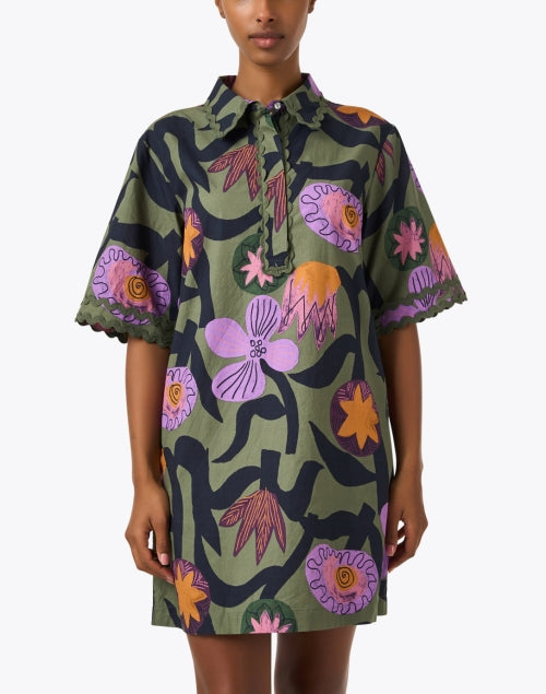 Stylish Bergen Olive Green Multi - Patterned Printed Shirt - Style Dress for Fashionable Women