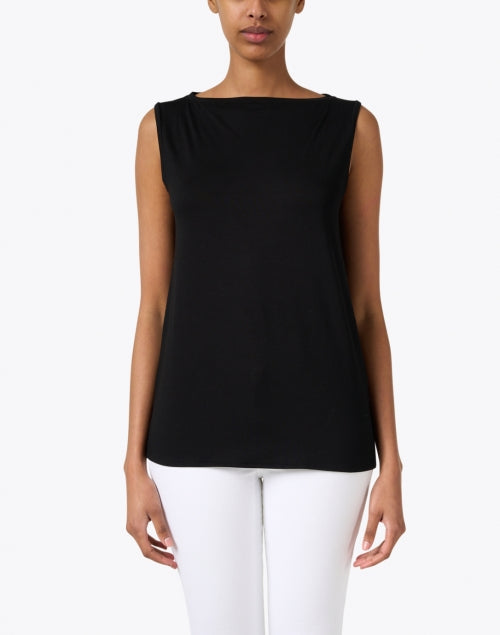 Black Ultra-Soft Touch Boatneck Tank for a Refined Look