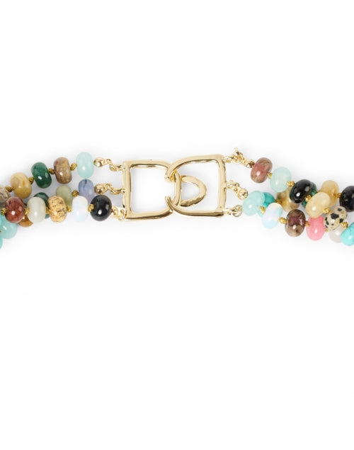 Gorgeous Multicolored Agate Triple - Strand Beaded Necklace by Kenneth Jay Lane