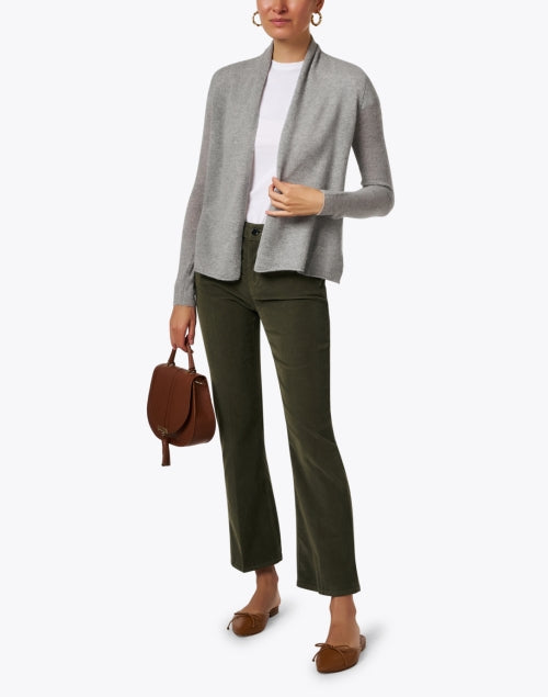 Grey Mini Trapeze Style Cashmere Women's Cardigan for Layering