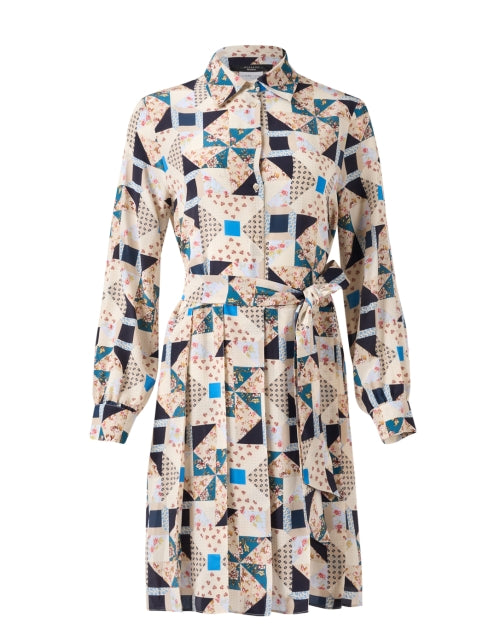 Patrik Geometric Patterned Silk Women's Mini Dress for Weekdays and Weekends
