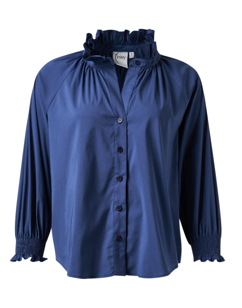 Navy Blue Silky Poplin Fiona Stylish Shirt for Women
