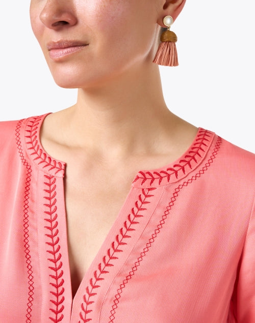 Stylish Pink Embroidered Women's Melissa Dress for Vacation