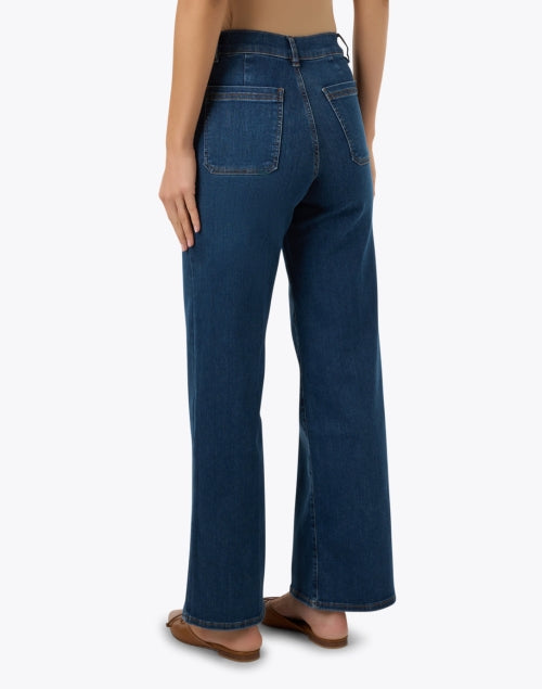 Vintage-Inspired Dark Wash Patch Pocket Le Slim Palazzo Jeans