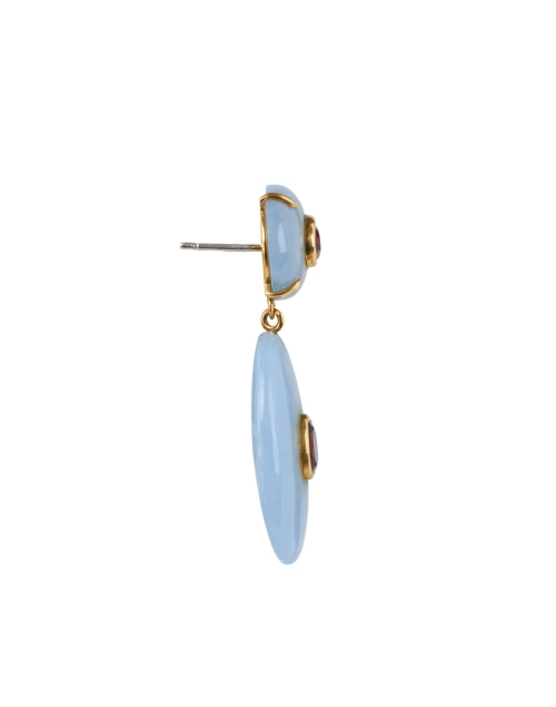 Stylish Dorothy Blue Angelite and Pink Rhodolite Drop Earrings for New Season