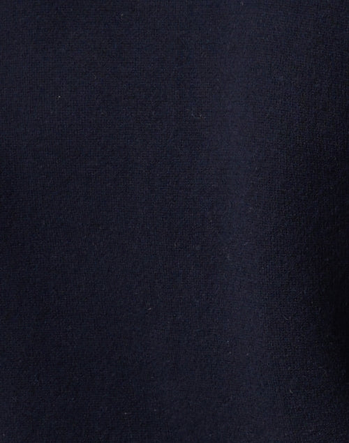 Stylish Navy Wool-Cashmere Blend Cardigan with Contrast Trim