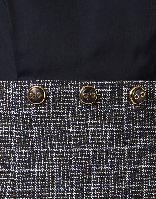 Navy Blue Satin and Tweed Blend Women's Formal Dress