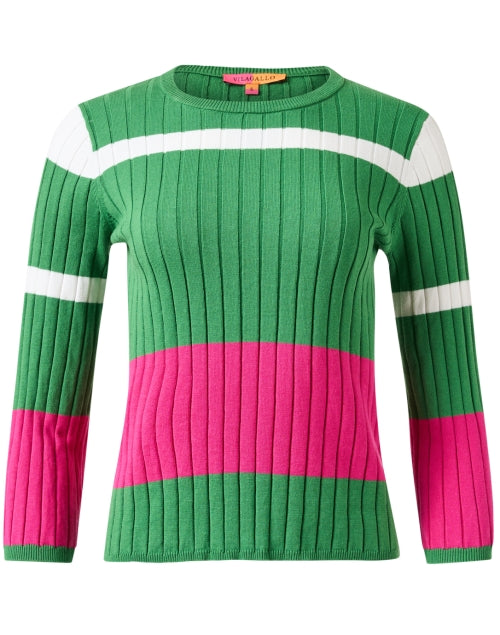 Stylish Green Color Blocked Cotton Sweater for Fashionable Wardrobe