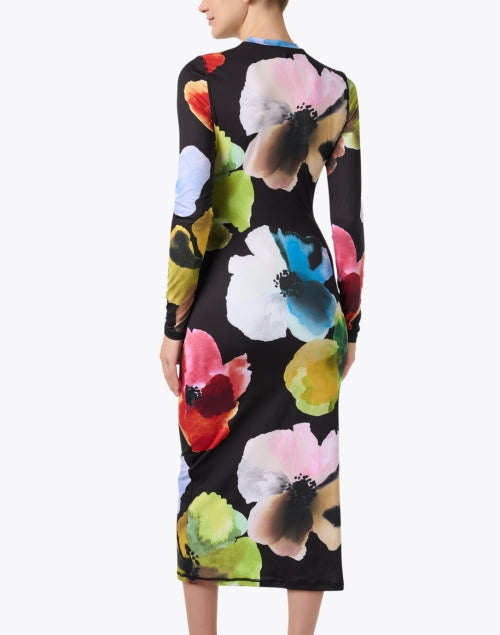 Stylish Black Stretch Jersey Floral Print Slim Dress