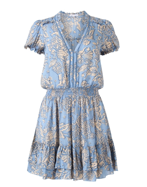 Poupette St Barth's Charming Blue Printed Mini Bibi Dress