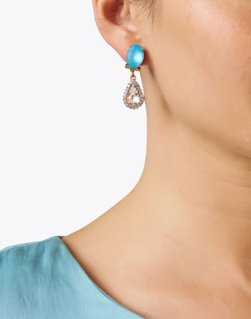 Exquisite Blue Crystal Drop Style Gold - Plated Earrings for Women