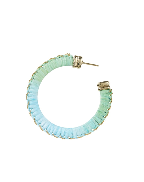 Stylish Women's Belo Blue Raffia Ombre Hoop Earrings for Resort Wear