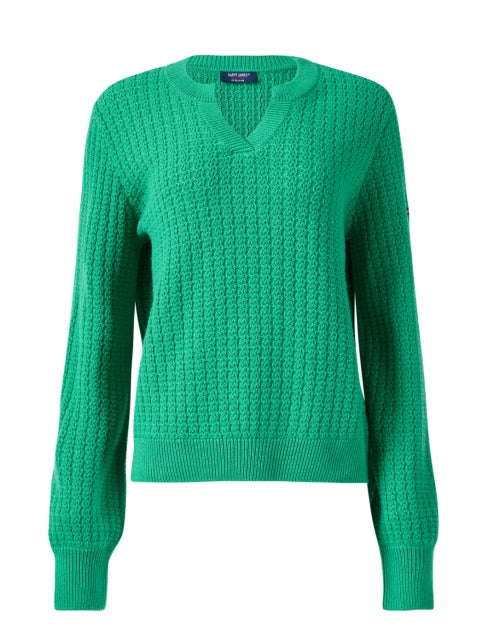Stylish Fairlie Vibrant Green Wool - Cotton Blend Sweater for Season Transition