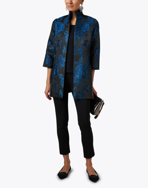 Rita Floral Jacket in Stunning Black and Blue Hues