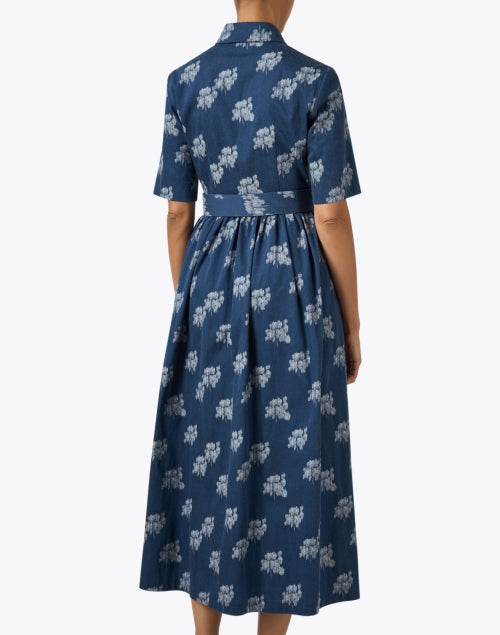 Navy Floral Printed Women's Cotton Shirt Dress Ideal for Weekdays in London Style