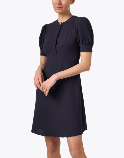 Navy Women's Roucoule Dress by Tara Jarmon with Gold Button Details