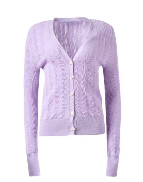 Luxurious Cotton Blend Pointelle Lavender Women's Cardigan