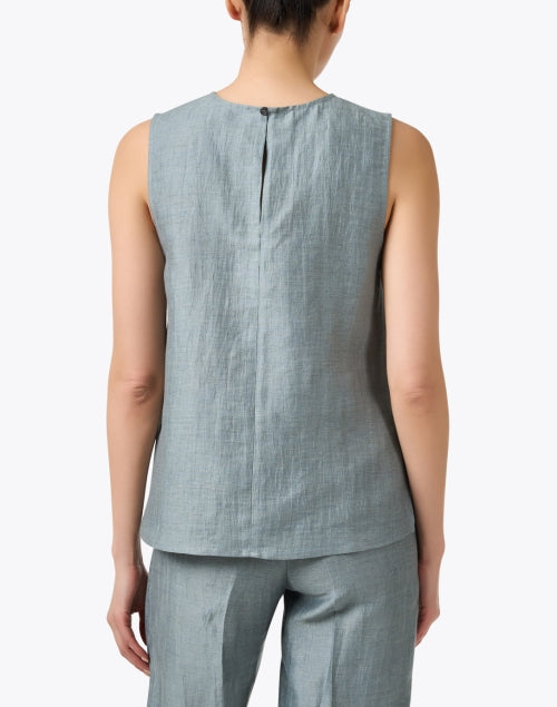 Stylish Green Linen Sleeveless Women's Top