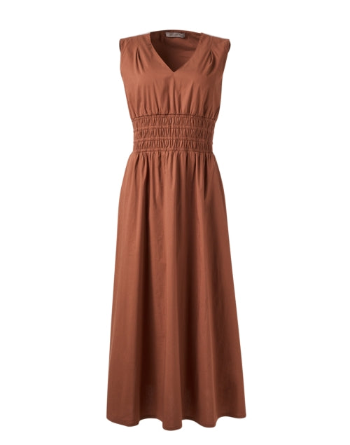 Stylish Brown Cotton Blend Midi Dress for Women