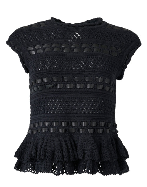 Corina Women's Black Crocheted Peplum Fashion Top
