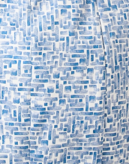 Stylish Blue and White Printed Stretch-Cotton Sheath Dress for Modern Women
