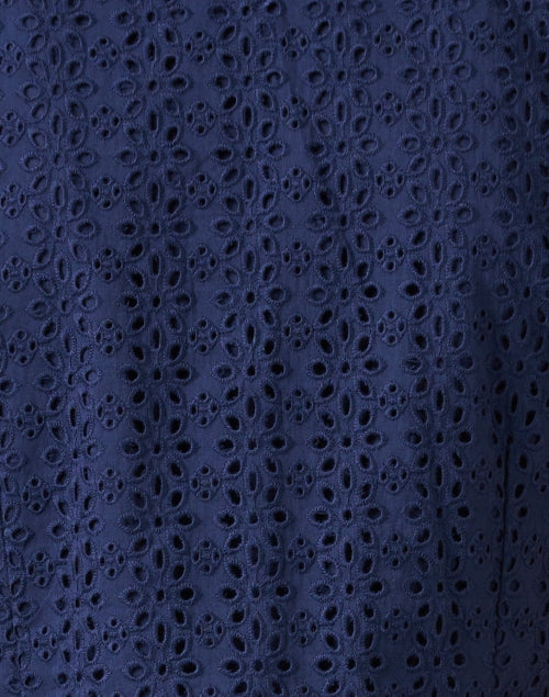 Navy Women's Eyelet Lace Tunic Style Dress for Transitional Seasons