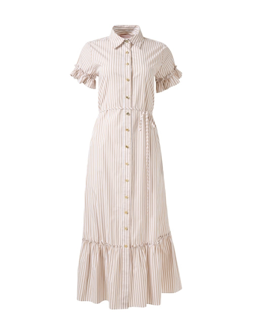 Jude Connally Women's Casual Pippa Dress in Beige and White Stripes