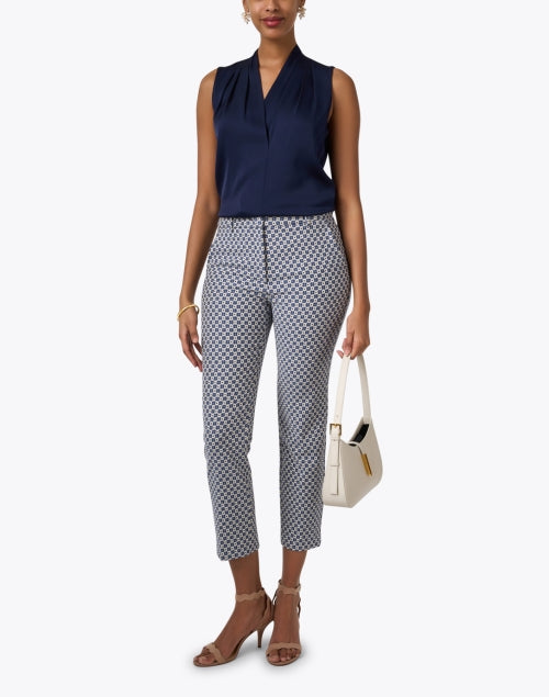 Navy Blue Stretch Silk Georgette Women's Mila Blouse by Kobi Halperin