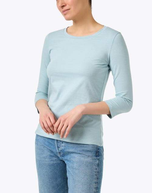 Weekend Max Mara Multia Pastel Teal Women's Knit Jersey Top for Weekend Wear