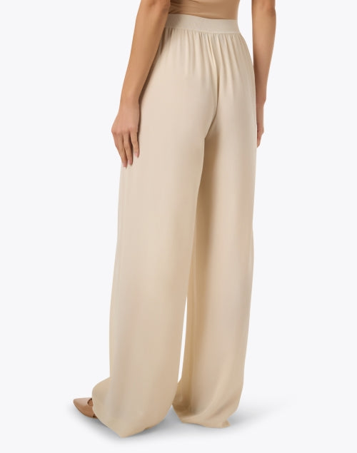 Hulin Women's Elegant Ivory Silk Wide-Leg Dress Pants