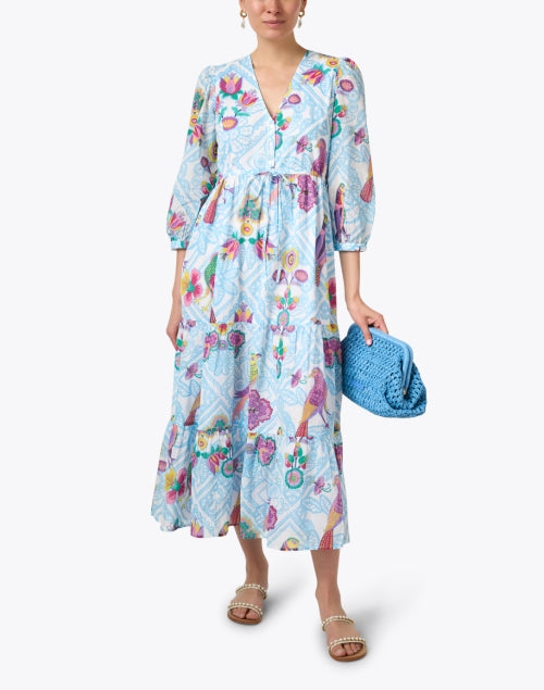Banjanan's Blue Castor Floral Print Women's Maxi Dress