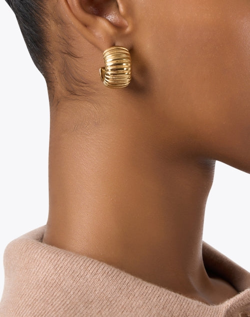 Stylish Gold-Plated Textured Hoop Earrings for Daily Wear