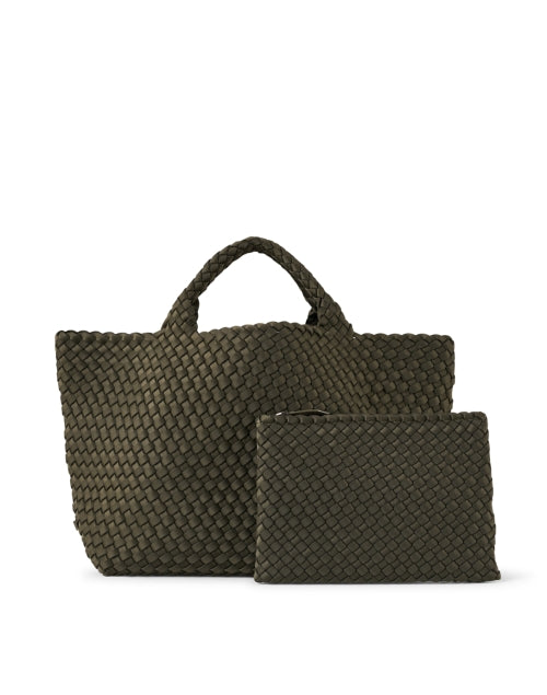 Medium-sized Olive Green Hand-woven St. Barths Neoprene Tote Handbag