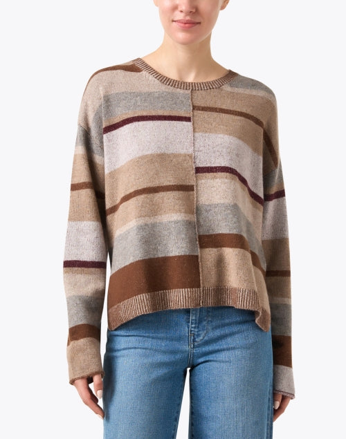 Stylish Neutral Color - Blocked Wool - Cashmere Women's Sweater