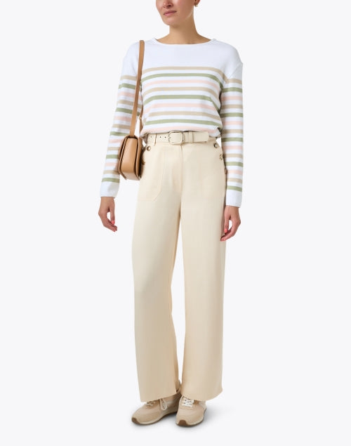 Stylish Ecrins Multicolored Stripe Cotton Cozy Sweater