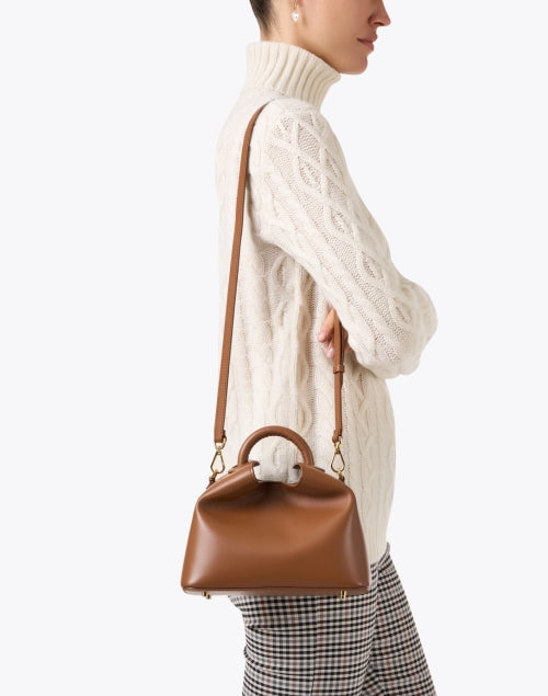 Exquisite Cognac Leather Baozi - Style Handbag by Elleme