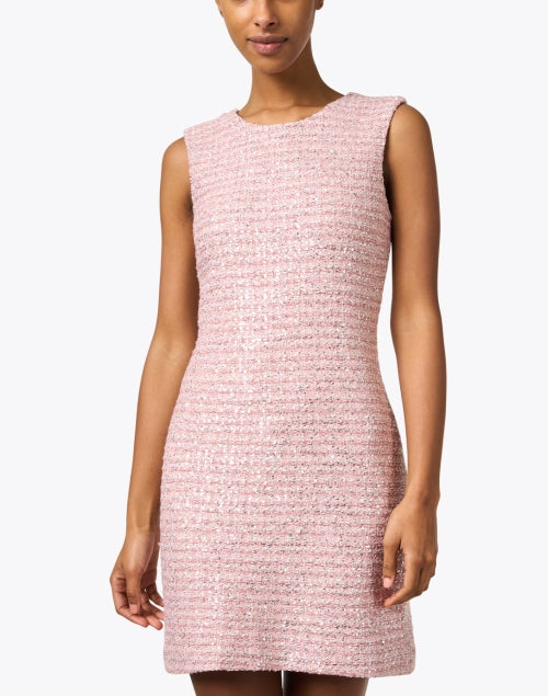 Stylish Pink Plaid Sequined Sheath Dress for a Chic Look