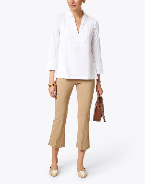 Leo Signature Comfortable Stretch Camel Pull - On Cropped Flared Pants