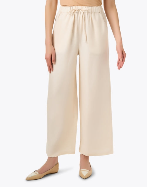 Beige Lillian Wide-Leg Linen Pants for Warm Weather