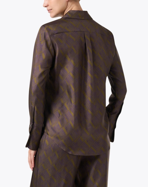 Stylish Geometric Print 100% Silk Multi - Wear Shirt