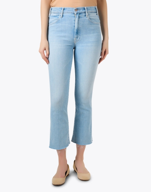 The Light Blue Frayed Ankle - Length Hustler Style Denim Jeans