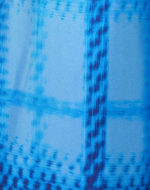 Capri Style Blue Plaid Patterned Wide Leg Silk Women's Pants