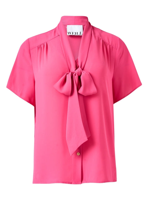 Stylish Mona Pink Women's Tie Neck Blouse for Elegant Occasions