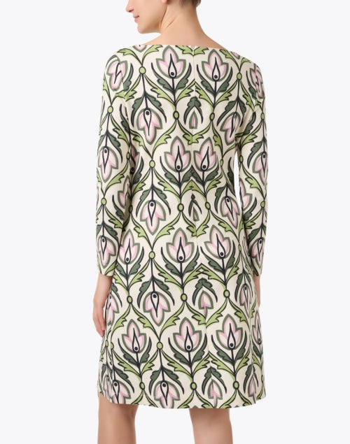 Weekend Max Mara Rampur Green and Pink Floral Print Stretch Jersey Dress