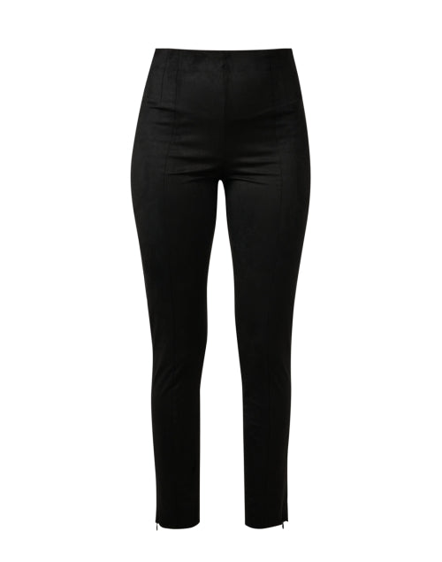 Pull-On Black Suede Slim-Leg Pants for Effortless Everyday Style